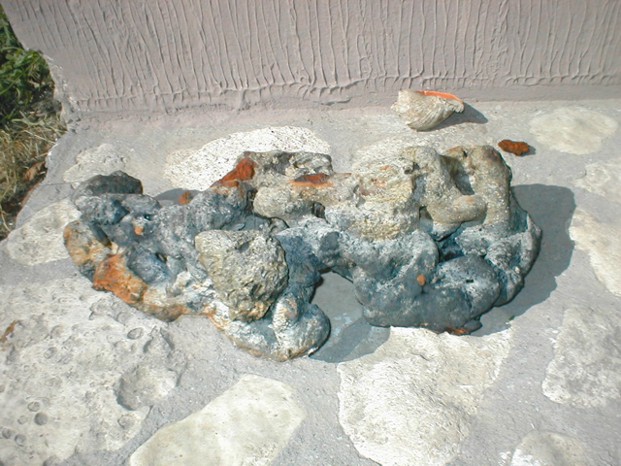 Якорная цепь, за предположительно 3 века превращённая морем в монолит.